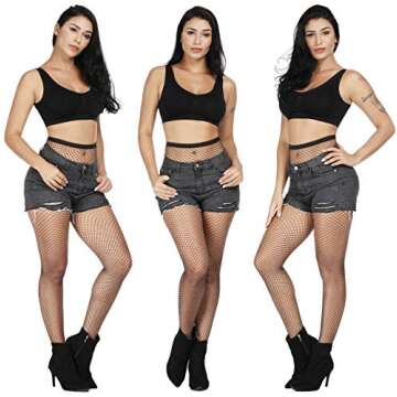 Womens Fishnet Stockings High Waist Tights Thigh High Stocking Mesh Pantyhose (M/Small Gride,1 Pair)