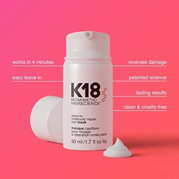 K18 Repair Bundle - Leave-In Repair Hair Mask, 4-Minute Speed Treatment(50ml), and Weightless Hair S...