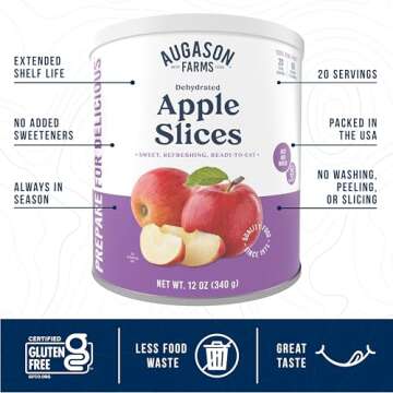 Augason Farms Dehydrated Apple Slices Can, Certified Gluten Free, Emergency Food Supply, Everyday Meals, 20 Servings