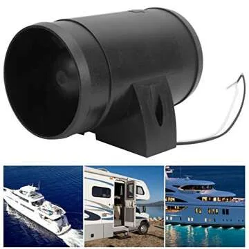 Black Round Inline Duct Fan, 12V 3in Cabin Ventilation Fan for RV Boat Marine Yacht Bathroom Warehouse