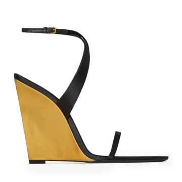 CAGLGLZ Wedge Sandals for Women Strappy Wedge Heels Pointed Open Toe Heeled Sandals Buckle Ankle Str...