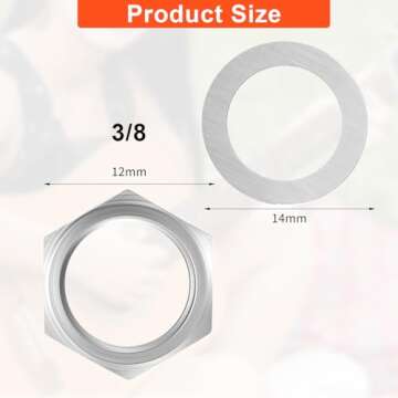 Premium 3/8" Guitar Input/Output Jack Nuts and Washers - 5 Set