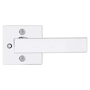 Kwikset Singapore Interior Privacy Door Handle with Lock, Door Lever For Bathroom and Bedroom, Polished Chrome Reversible Keyless Turn Lock