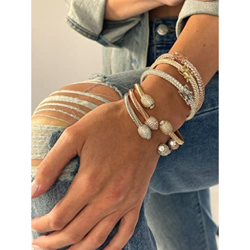 Barzel 18K Gold Plated Crystal Bling Bracelet