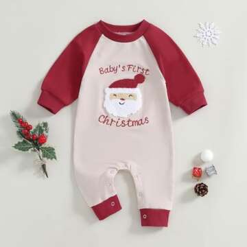 FYBITBO Infant Baby Boy Girl Clothing Santa Long Sleeve Jumpsuit Romper Newborn First Christmas Outf...
