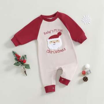 FYBITBO Baby Boy Girl Santa Long Sleeve Romper Jumpsuit