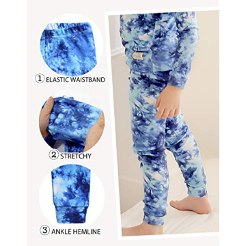 VAENAIT BABY Kids Boys Girls Sleepwear Pajamas 2pcs Set Tiedye-Navy-242 S