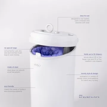 Ubbi Steel Diaper Pail - Odor Locking & Award-Winning