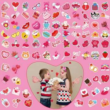 OHOME Valentines Stickers - 180 PCS Valentines Day Stickers for Kids Classroom School -Vinyl Heart S...