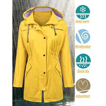 LOMON Raincoat for Women Travel Raincoat Women Hoody Spring Water Resistant waterproof shell All Wea...