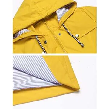 LOMON Raincoat for Women Travel Raincoat Women Hoody Spring Water Resistant waterproof shell All Weather Rain Coat Yellow S