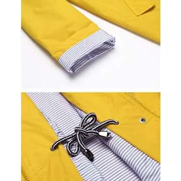 LOMON Raincoat for Women Travel Raincoat Women Hoody Spring Water Resistant waterproof shell All Weather Rain Coat Yellow S
