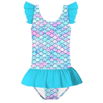 Toddler Little Girls One Piece Swimsuits Ruffles Bathing Suits Mermaid Dinosaur Swimwear 2-6T