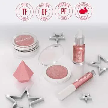 Mirabella 4-Piece Makeup Set for Women & Girls, Illuminizing Holiday Gift Set - Make-Up Set Includes Lip Gloss, Glow Drops, Powder Highlight & Blender Sponge - Talc-Free & Paraben Free Cosmetic Set