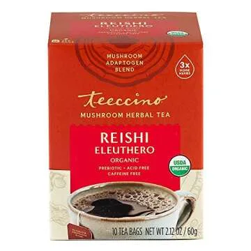 Teeccino Reishi Eleuthero Tea - Organic Adaptogenic Herbal Tea