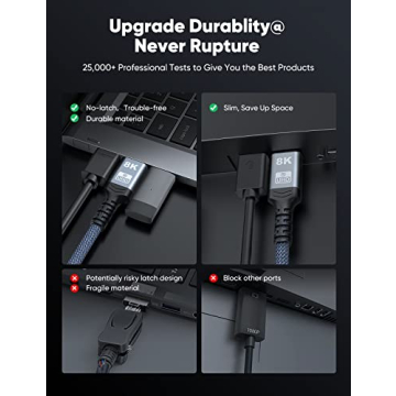 Capshi 8K DisplayPort Cable 1.4 | Reliable 8K 4K Connection