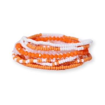 INK + ALLOY Game Day Bracelets for Women - Set of 10 Orange & White