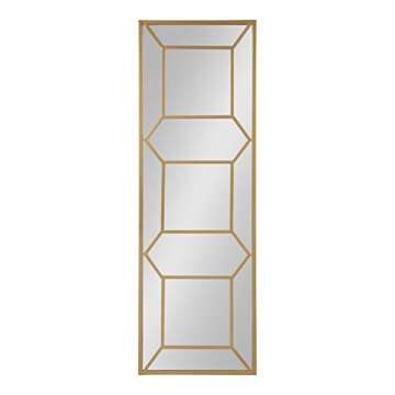 Kate and Laurel Nahla Large Metal Framed Wall Mirror, 18" x 55", Gold, Decorative Mid-Century Modern...