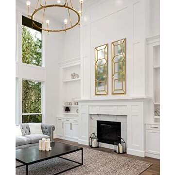 Kate and Laurel Nahla Large Metal Framed Wall Mirror, 18" x 55", Gold, Decorative Mid-Century Modern Wall Decor for Living Room, Entryway, Dining Room, Or Bedroom