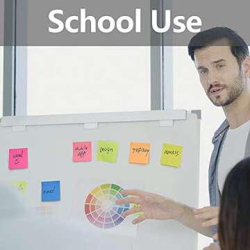 Colorful 3x3 Sticky Notes with Strong Adhesive - 600 Sheets, 6 Bright Colors