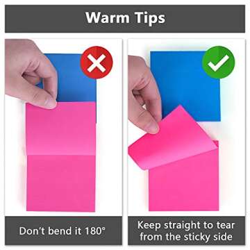 Colorful Sticky Notes 3x3 Inches with Strong Adhesive