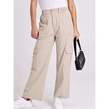 ANRABESS Women's Cargo Pants High Waisted Baggy Multiple Pockets Casual Trendy Fashion Relaxed Fit Y...