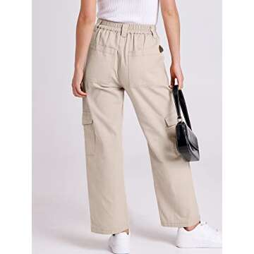 ANRABESS Women's Cargo Pants High Waisted Baggy Multiple Pockets Casual Trendy Fashion Relaxed Fit Y2K Trousers Yellow Medium