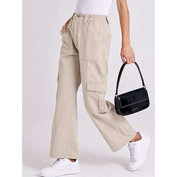 ANRABESS Women's Cargo Pants High Waisted Baggy Multiple Pockets Casual Trendy Fashion Relaxed Fit Y2K Trousers Yellow Medium