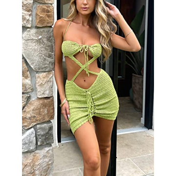 GuliriFei Halter Neck Bodycon Mini Dress for Parties