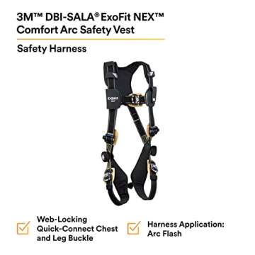 3M DBI-SALA ExoFit NEX 1103085 Nomex/Kevlar Full Body Harness, PVC Coated Alum. Back D-Ring, Comfort...