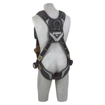 3M DBI-SALA ExoFit NEX 1103085 Nomex/Kevlar Full Body Harness, PVC Coated Alum. Back D-Ring, Comfort Padding, Locking Quick Connect Buckle Leg Straps, Small, Black