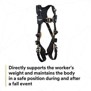 3M DBI-SALA ExoFit NEX 1103085 Nomex/Kevlar Full Body Harness, PVC Coated Alum. Back D-Ring, Comfort Padding, Locking Quick Connect Buckle Leg Straps, Small, Black