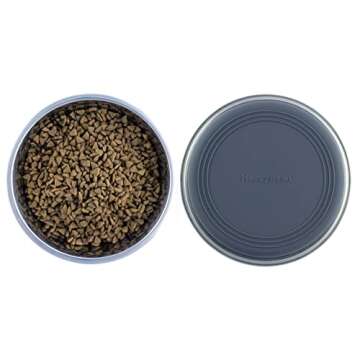 HeavyBowl - 2.5 lb Weighted Dog Bowl - No Slip, No Tip - Heavy Stainless Steel Dog Bowl with Silicone Rubber Foot