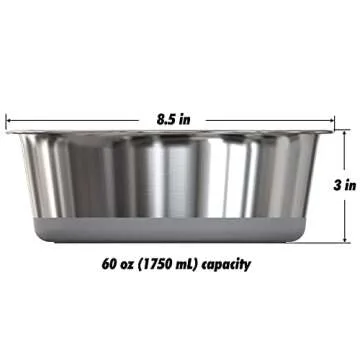 HeavyBowl - 2.5 lb Weighted Dog Bowl - No Slip, No Tip - Heavy Stainless Steel Dog Bowl with Silicone Rubber Foot