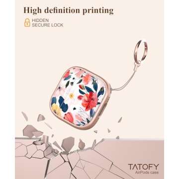 TATOFY Airpods 4 Case with Lock Flowers - Pink & Cleaner Kit