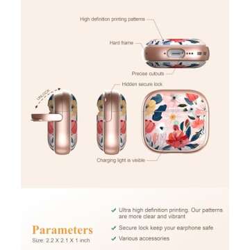 TATOFY Airpods 4 Case with Lock Flowers - Pink & Cleaner Kit