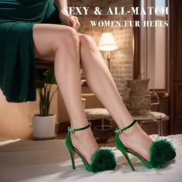 Stylish JOEupin Women's Fluffy Feather High Heels