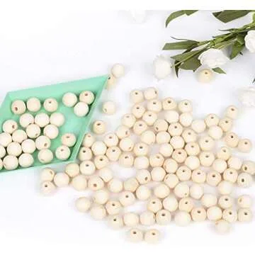 400pcs 16mm Wood Beads Natural Unfinished Round Wooden Loose Beads Wood Spacer Beads for Craft Making Decorations and DIY Crafts