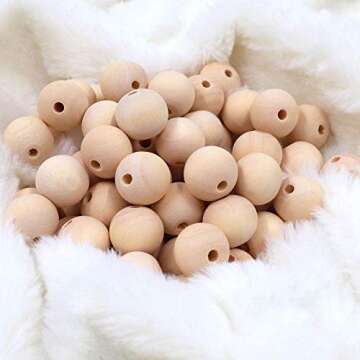 400pcs 16mm Wood Beads Natural Unfinished Round Wooden Loose Beads Wood Spacer Beads for Craft Making Decorations and DIY Crafts