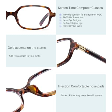 Stylish Retro Rectangle Blue Light Blocking Glasses for Women