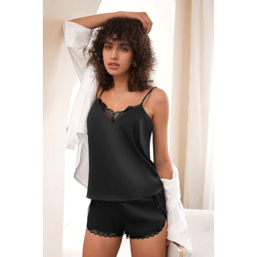 Ekouaer Women's Silk Pajama Set | Soft Satin Cami and Shorts