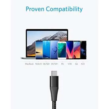 Anker Powerline+ II USB-C to USB-A 2.0 Cable (3ft), for Samsung Galaxy S9/ S8/Note 8, iPad Pro 2018, LG V20/G5/G6, and More(Black)