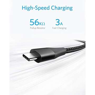 Anker Powerline+ II USB-C to USB-A 2.0 Cable (3ft), for Samsung Galaxy S9/ S8/Note 8, iPad Pro 2018, LG V20/G5/G6, and More(Black)