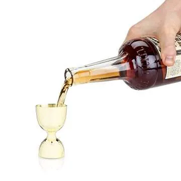 Viski Canterbury Double Measure for Cocktails - Bar Tools and Accessories, Stainless Steel Bartender Tool, Measuring Shot - Gold, Set of 1