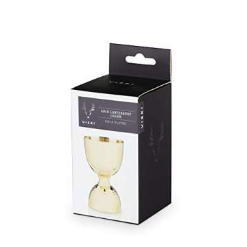 Viski Canterbury Double Measure for Cocktails - Bar Tools and Accessories, Stainless Steel Bartender Tool, Measuring Shot - Gold, Set of 1