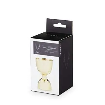 Viski Canterbury Double Measure for Cocktails - Bar Tools and Accessories, Stainless Steel Bartender Tool, Measuring Shot - Gold, Set of 1