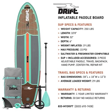 DRIFT Aero Inflatable Paddle Board Kit for Water Adventures