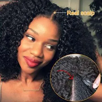 UNICE Afro Kinky Curly V Part Wig Upgrade U Part Wigs Human Hair 150% Density for Women, No Leave Out Glueless Wig Brazilian Virgin Hair Beginner Friendly Wig No Glue No sew in 22inch