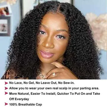 UNICE Afro Kinky Curly V Part Wig Upgrade U Part Wigs Human Hair 150% Density for Women, No Leave Out Glueless Wig Brazilian Virgin Hair Beginner Friendly Wig No Glue No sew in 22inch