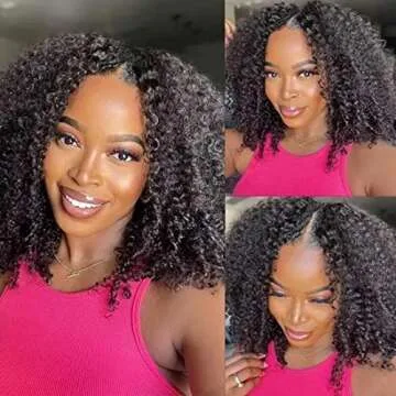 UNICE Afro Kinky Curly V Part Wig Upgrade U Part Wigs Human Hair 150% Density for Women, No Leave Out Glueless Wig Brazilian Virgin Hair Beginner Friendly Wig No Glue No sew in 22inch
